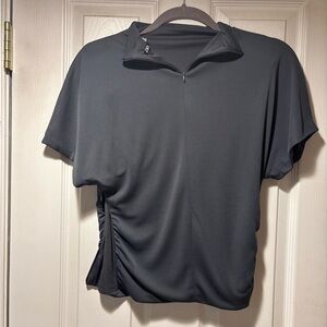 Zara Black Short-Sleeve Quarter-Zip Polo